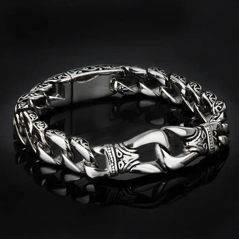 Locking With Stripe Stainless Steel Bracelet