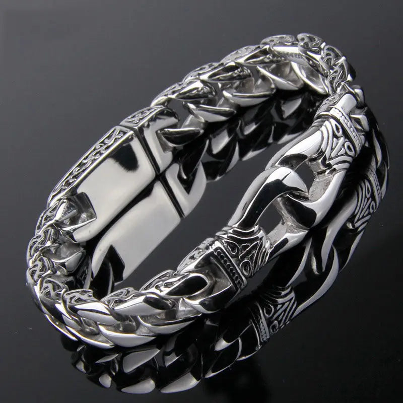 Locking With Stripe Stainless Steel Bracelet
