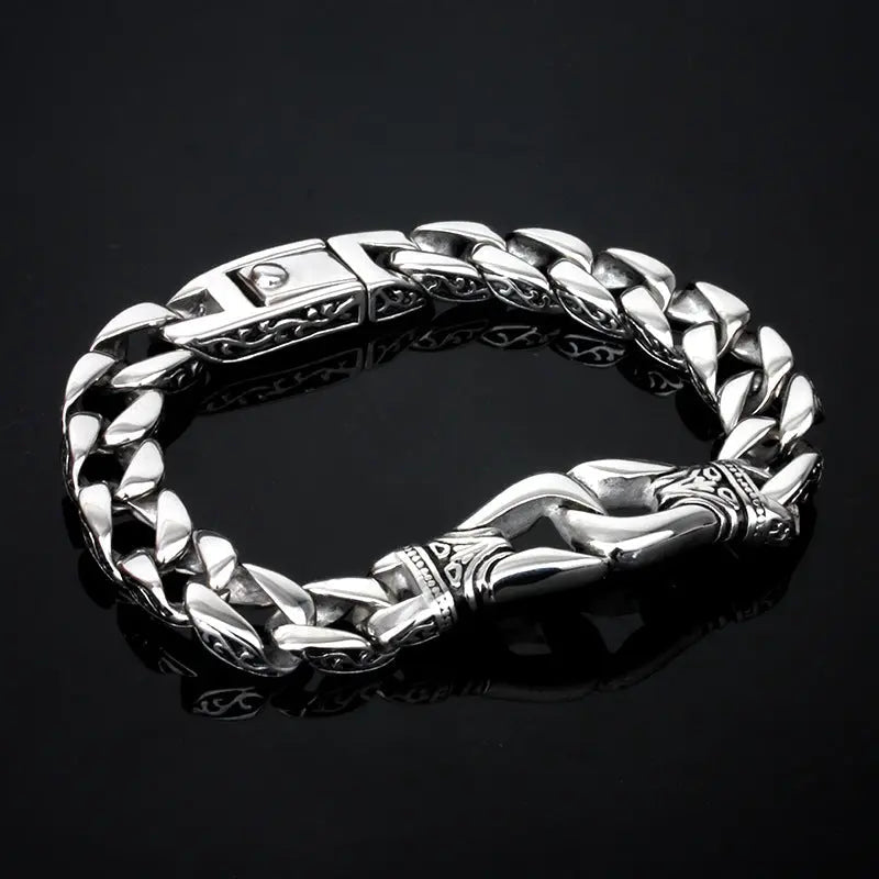 Locking With Stripe Stainless Steel Bracelet
