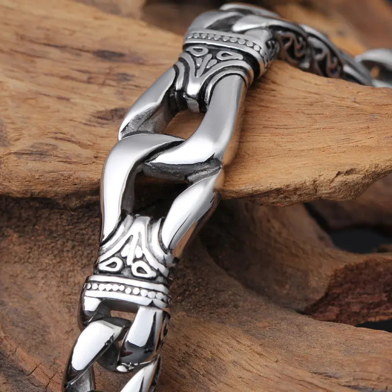 Locking With Stripe Stainless Steel Bracelet