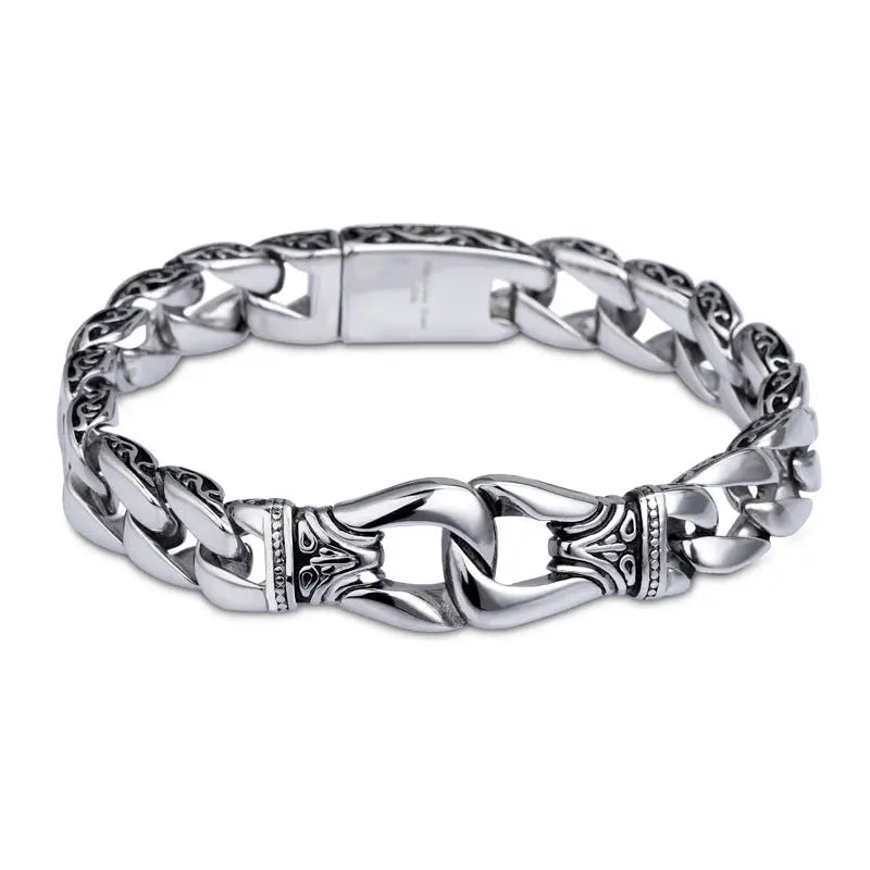 Locking With Stripe Stainless Steel Bracelet