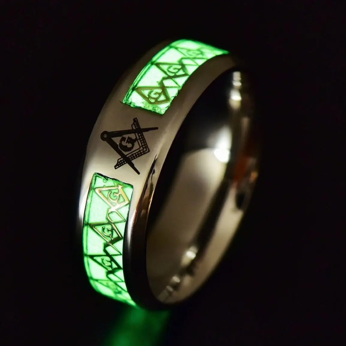 Luminous Masonic Stainless Steel Ring