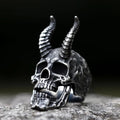 Horned Demon Skull Gothic Stainless Steel Ring