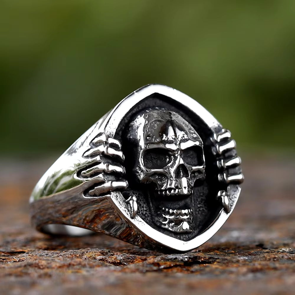 Shield Skull Claw Gothic Stainless Steel Ring
