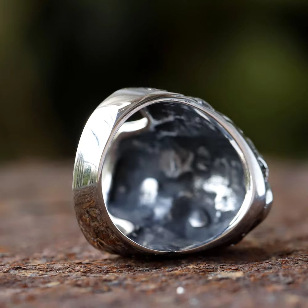 Eroded Rock Skull Gothic Stainless Steel Ring
