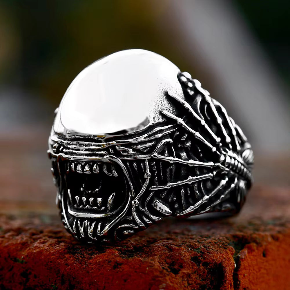 Sci-Fi Creature Skull Gothic Stainless Steel Ring