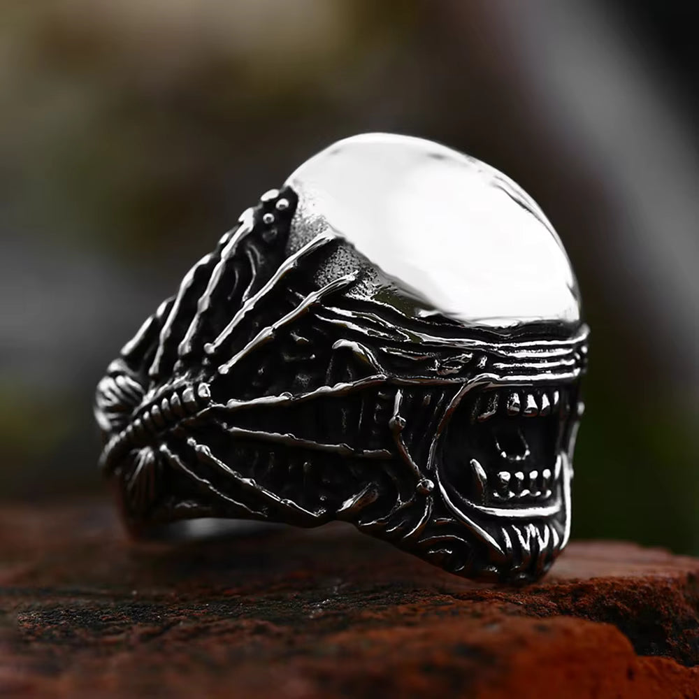 Sci-Fi Creature Skull Gothic Stainless Steel Ring