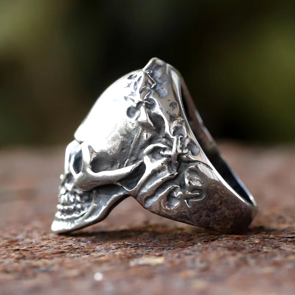 Eroded Rock Skull Gothic Stainless Steel Ring
