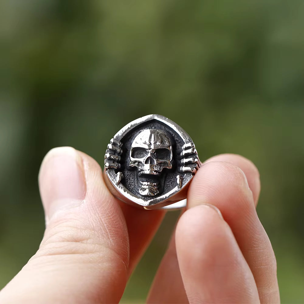 Shield Skull Claw Gothic Stainless Steel Ring
