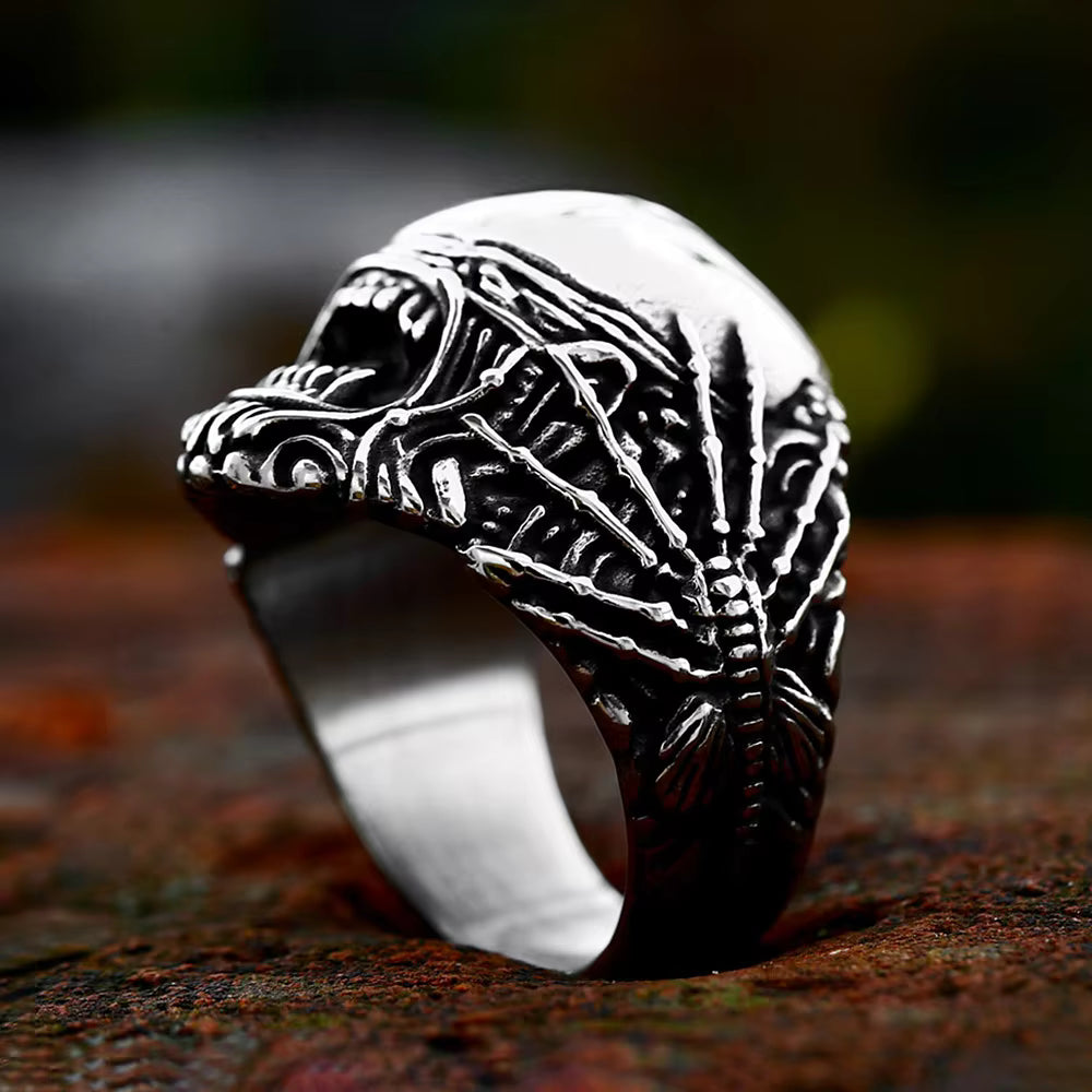 Sci-Fi Creature Skull Gothic Stainless Steel Ring