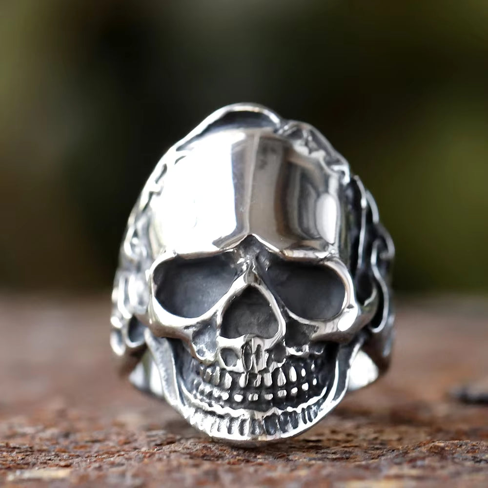 Eroded Rock Skull Gothic Stainless Steel Ring