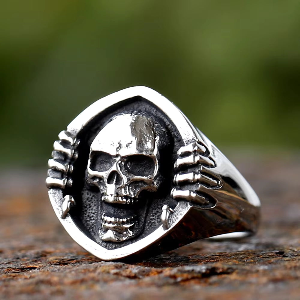 Shield Skull Claw Gothic Stainless Steel Ring