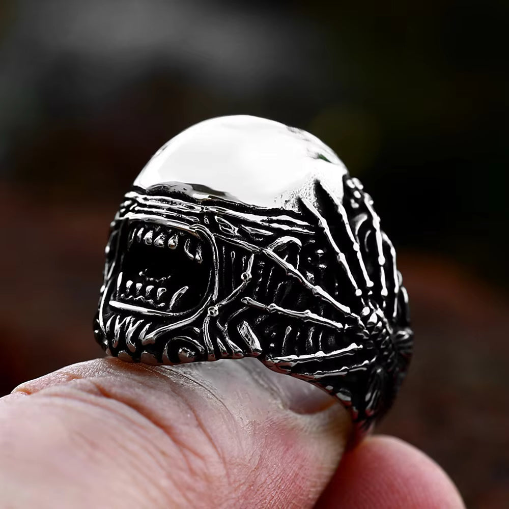 Sci-Fi Creature Skull Gothic Stainless Steel Ring