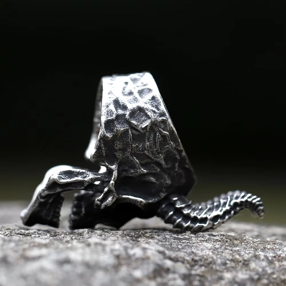 Horned Demon Skull Gothic Stainless Steel Ring
