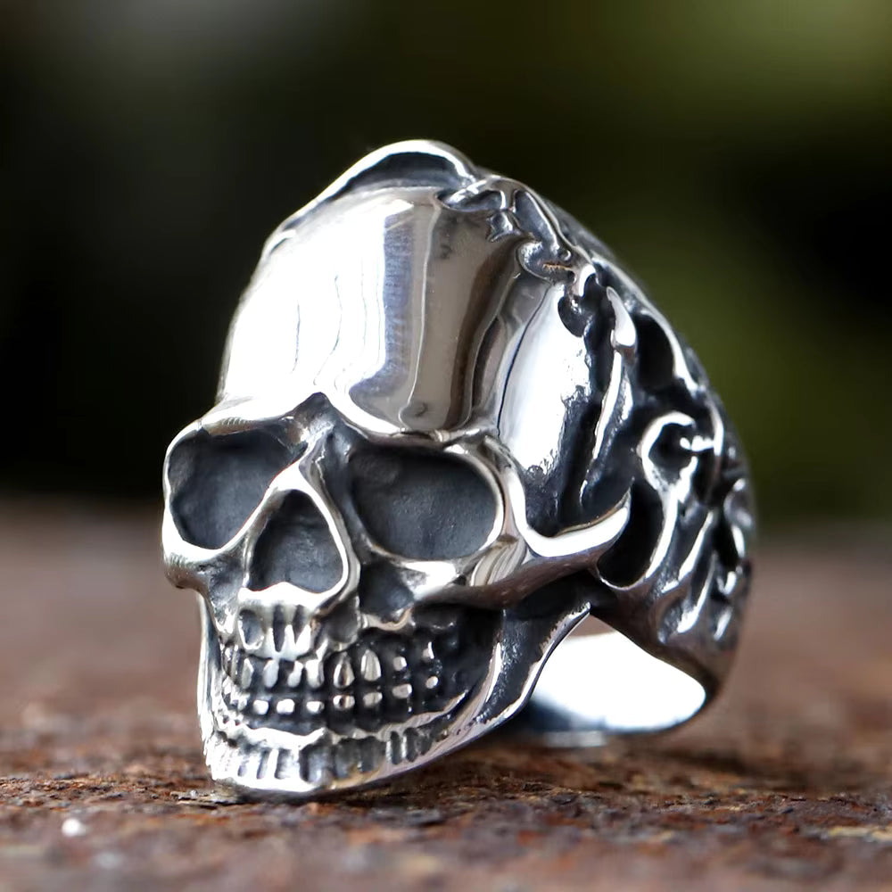 Eroded Rock Skull Gothic Stainless Steel Ring