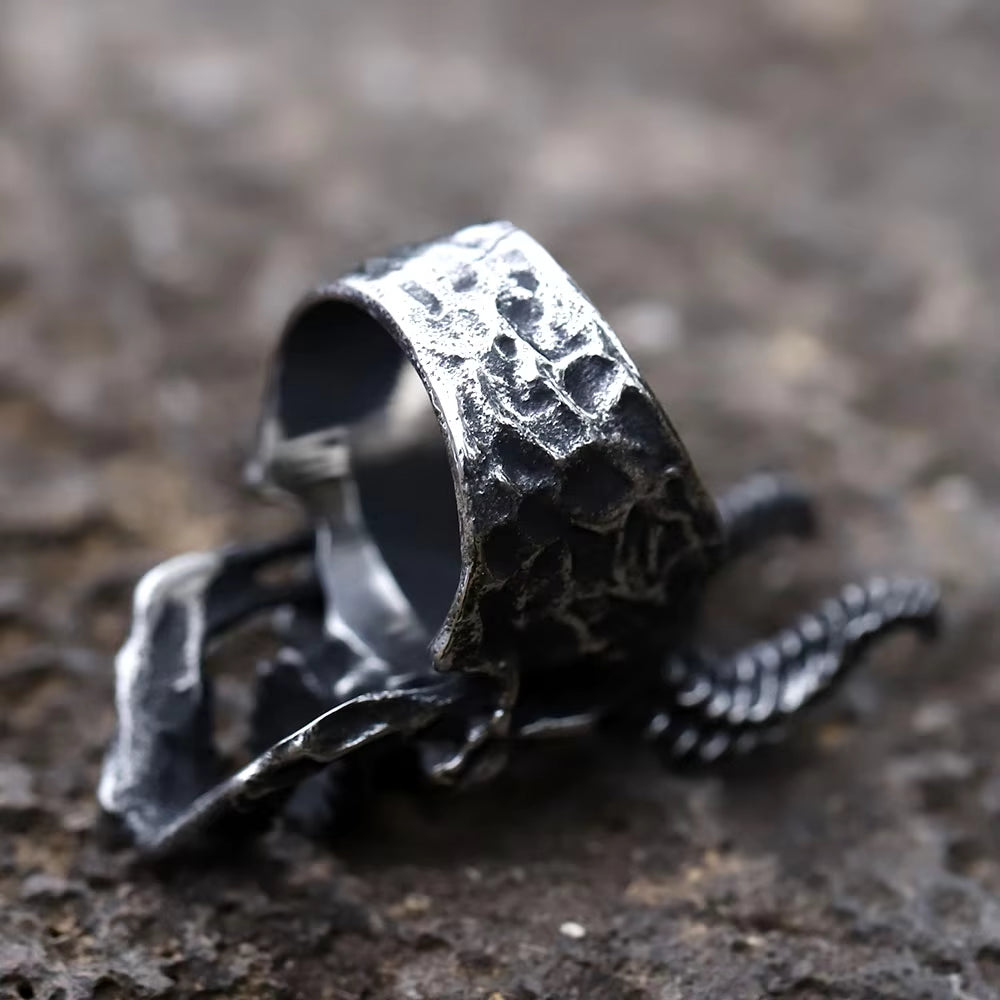 Horned Demon Skull Gothic Stainless Steel Ring