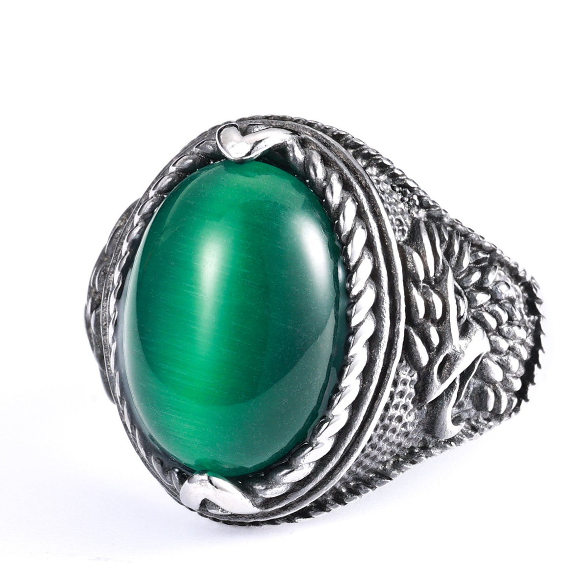 Majestic Eagle Gemstone Stainless Steel Ring