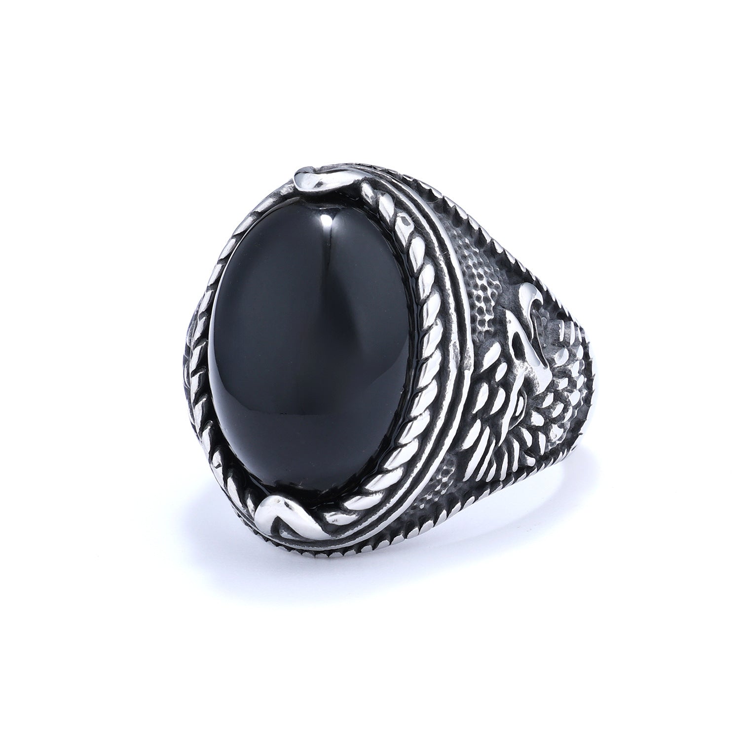 Majestic Eagle Gemstone Stainless Steel Ring