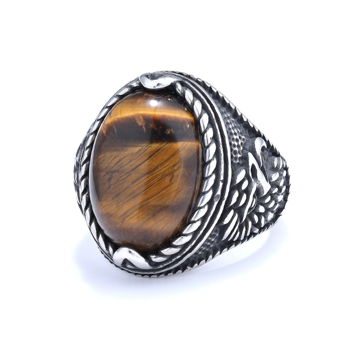Majestic Eagle Gemstone Stainless Steel Ring