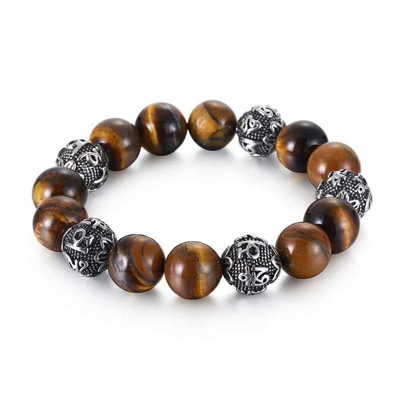 Mala Beads Bracelet Amulet Bead Natural Lava Rock Stone Feng Shui Bracelet