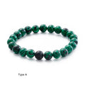 Malachite Black Agate Stone Round Beads Stretchable Bracelet