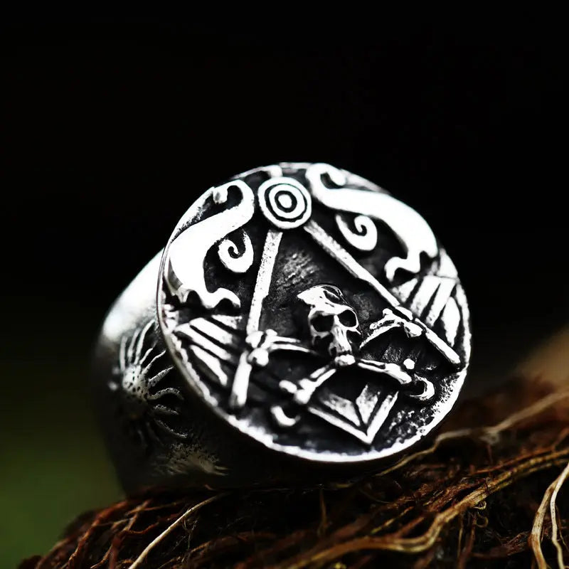 Masonic Skull Stainless Steel Ring
