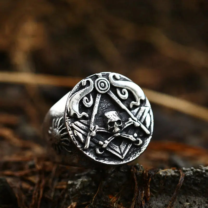 Masonic Skull Stainless Steel Ring