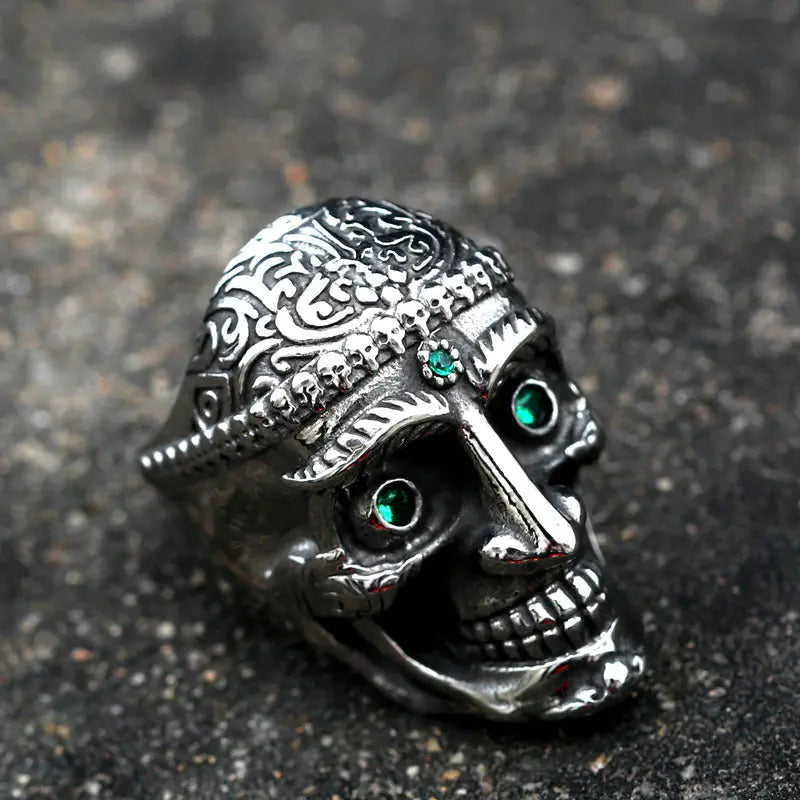 Mayan God Skull Stainless Steel Ring