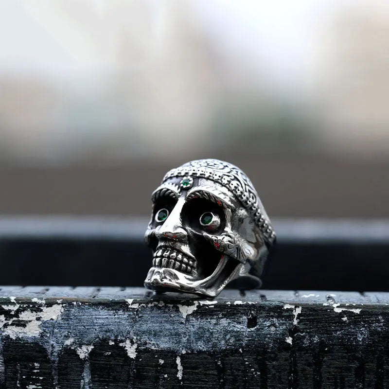 Mayan God Skull Stainless Steel Ring