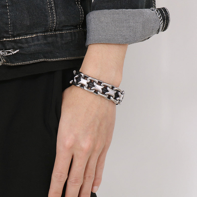 Men's Whip Plain Stainless Steel Bracelet