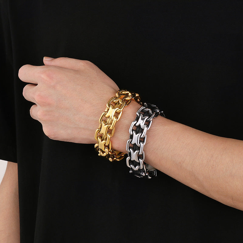 Men's Whip Plain Stainless Steel Bracelet