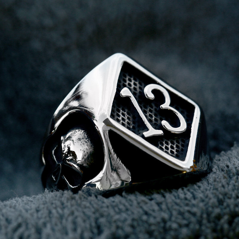 Vintage Lucky 13 Stainless Steel Ring