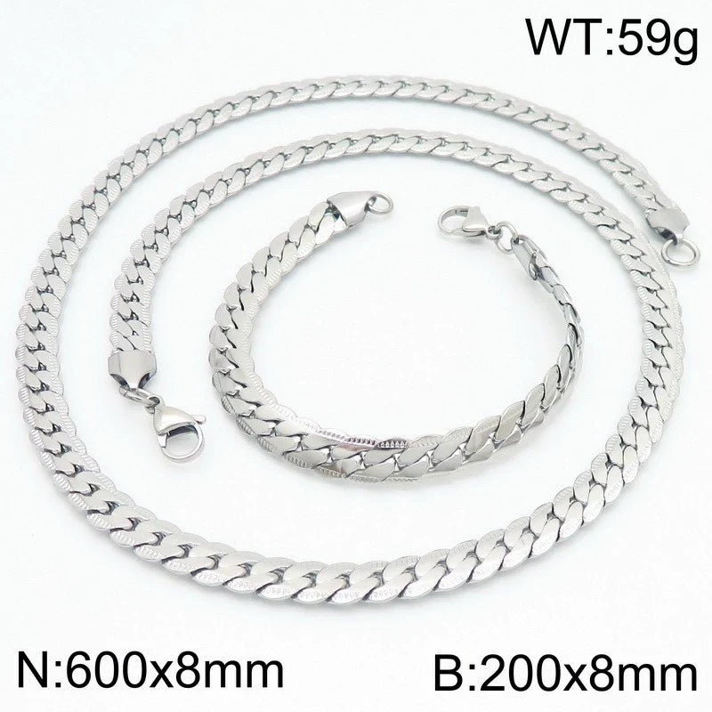 Minimalist Geometric Engraved Cuban Chain Necklace