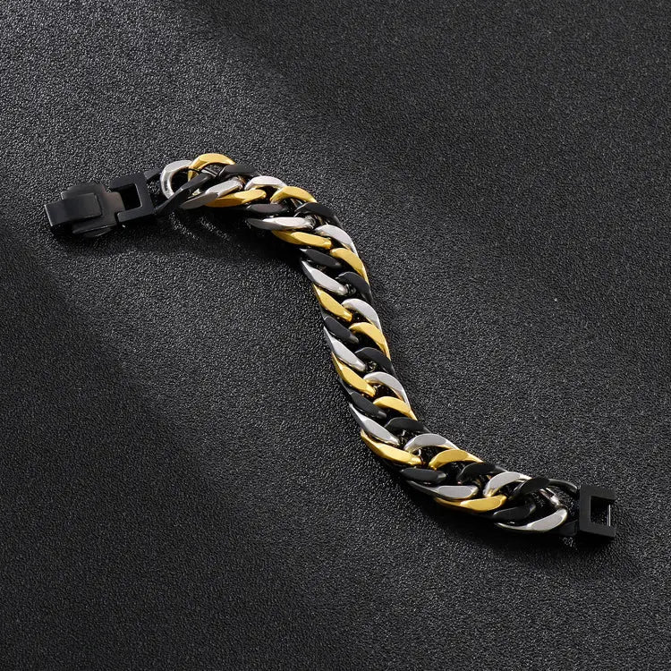 Mixed Color Curb Link Stainless Steel Bracelet