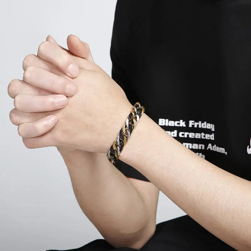 Mixed Color Curb Link Stainless Steel Bracelet