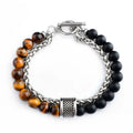 Mixed Natural Stone Bead Wheat Chain Bracelet