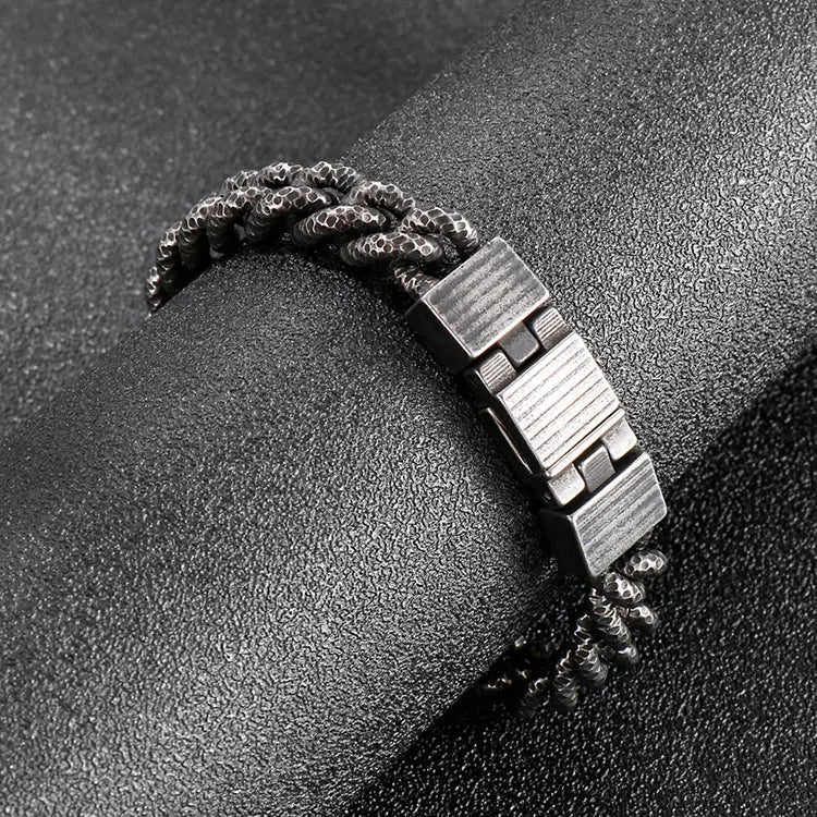 Mottled Cuban Link Stainless Steel Bracelet