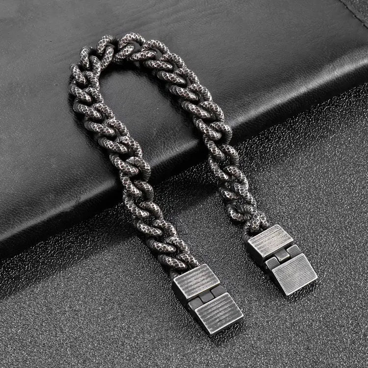 Mottled Cuban Link Stainless Steel Bracelet