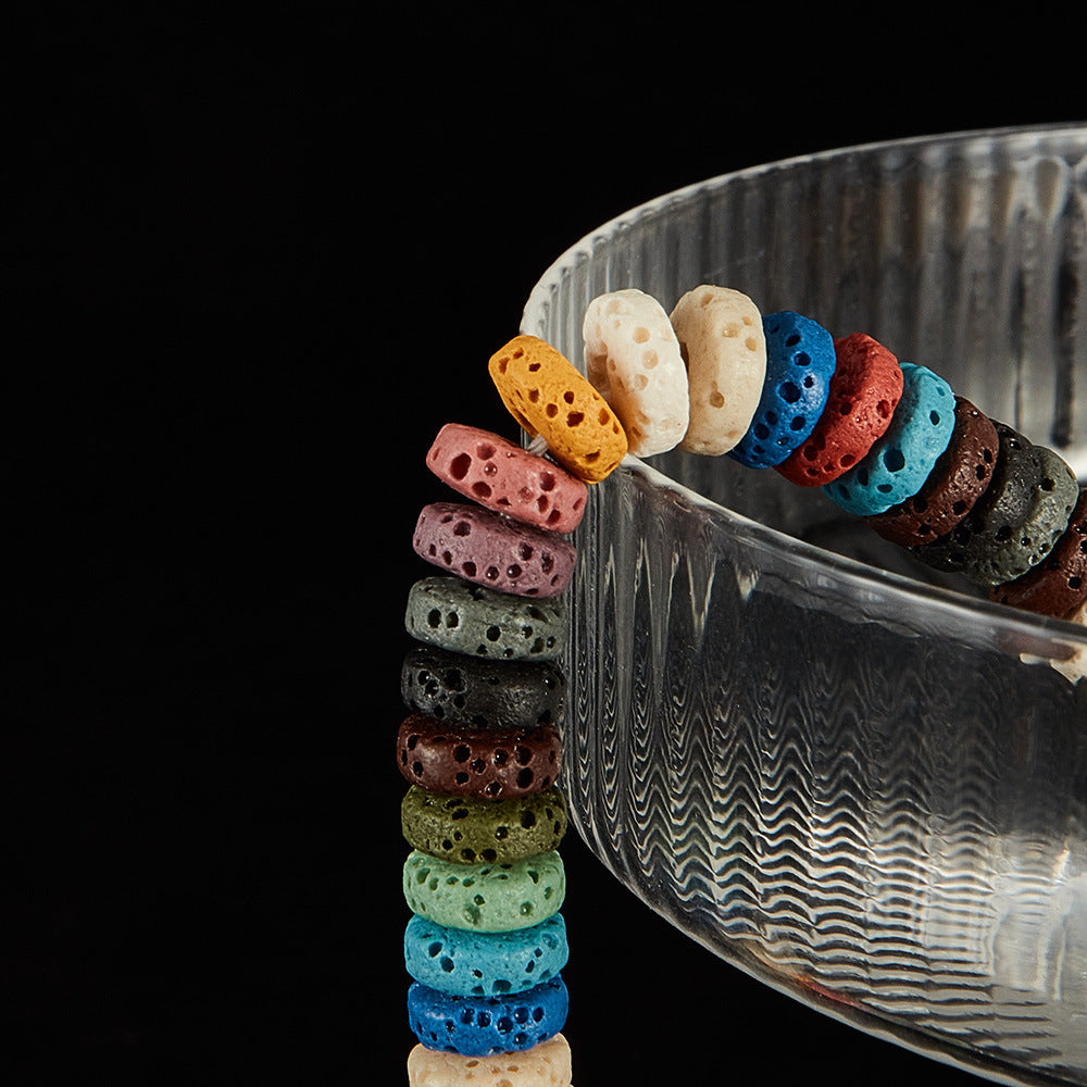 Multicolor Volcanic Stone Beaded Chain Bracelet