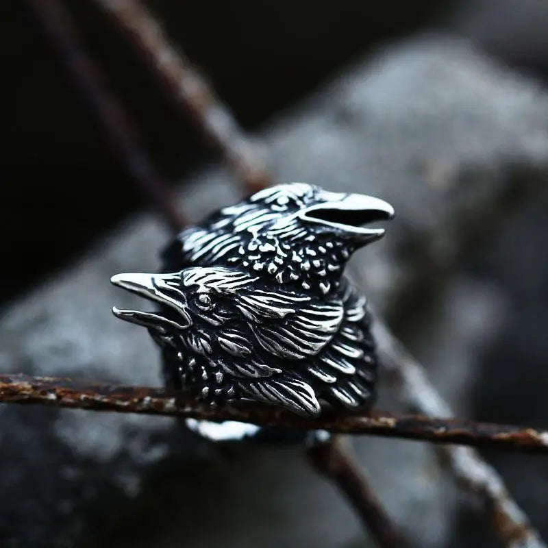 Mythology Odin Crow Stainless Steel Viking Ring