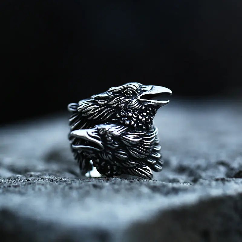 Mythology Odin Crow Stainless Steel Viking Ring