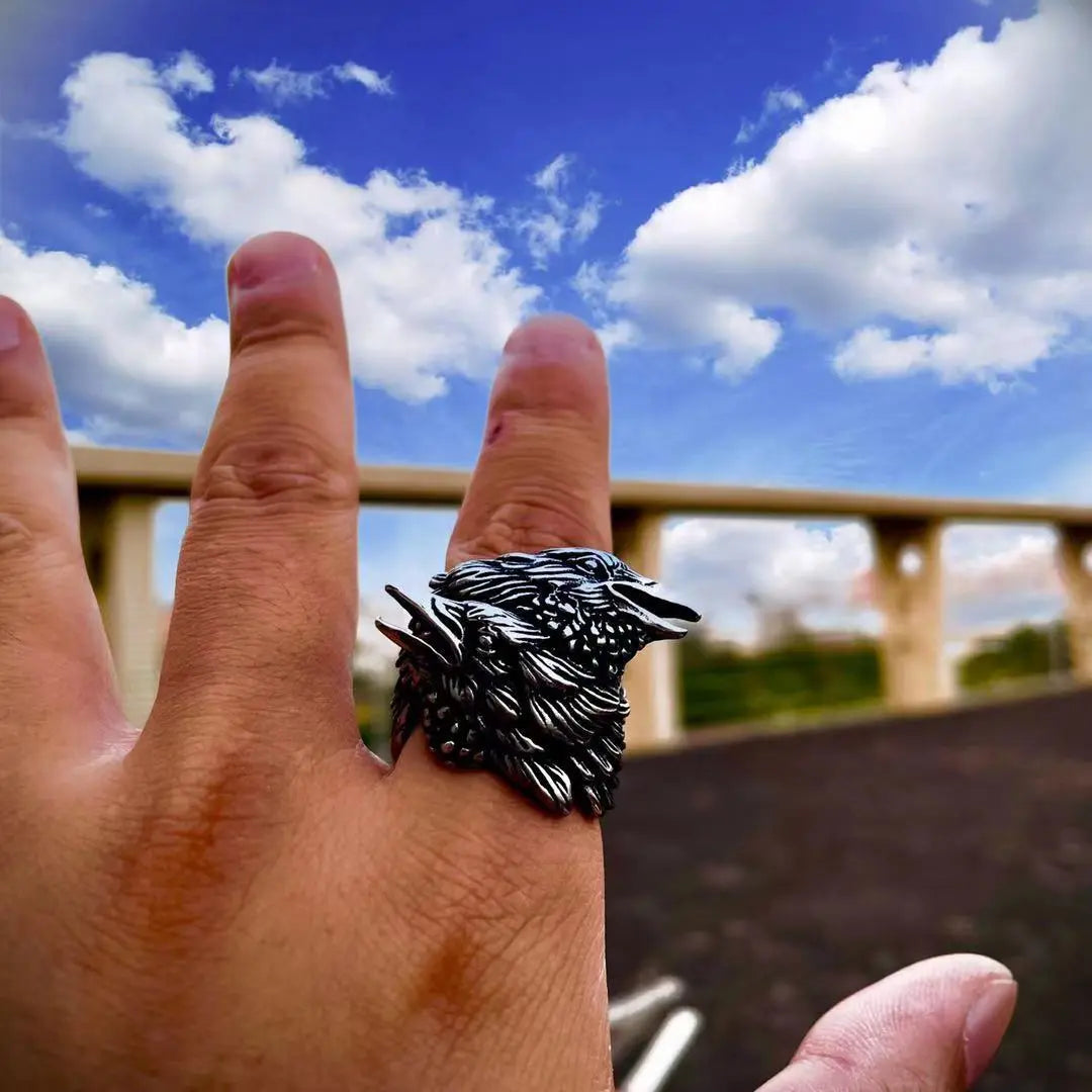 Mythology Odin Crow Stainless Steel Viking Ring
