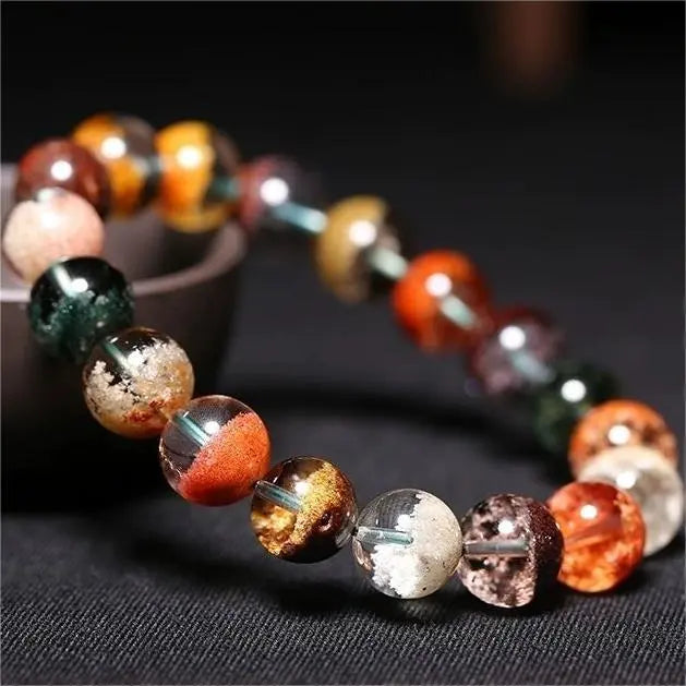 Natural Green Phantom Ghost Quartz Crystal Gemstone Bracelet