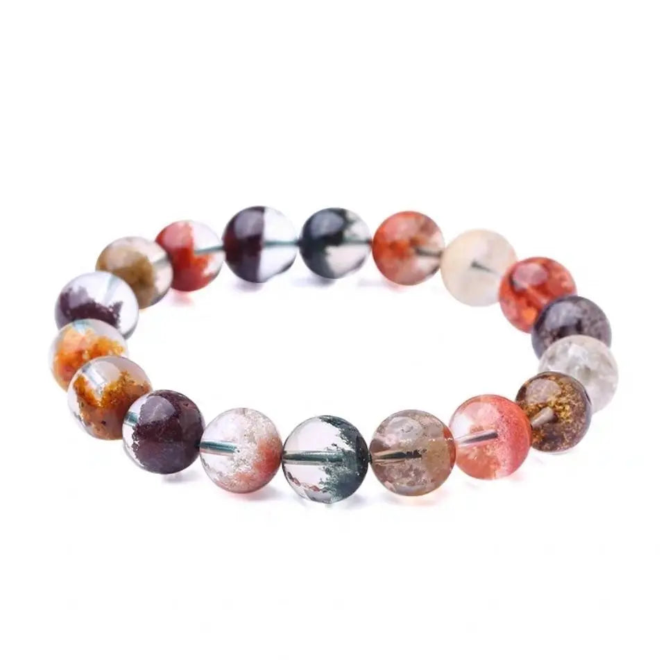 Natural Green Phantom Ghost Quartz Crystal Gemstone Bracelet