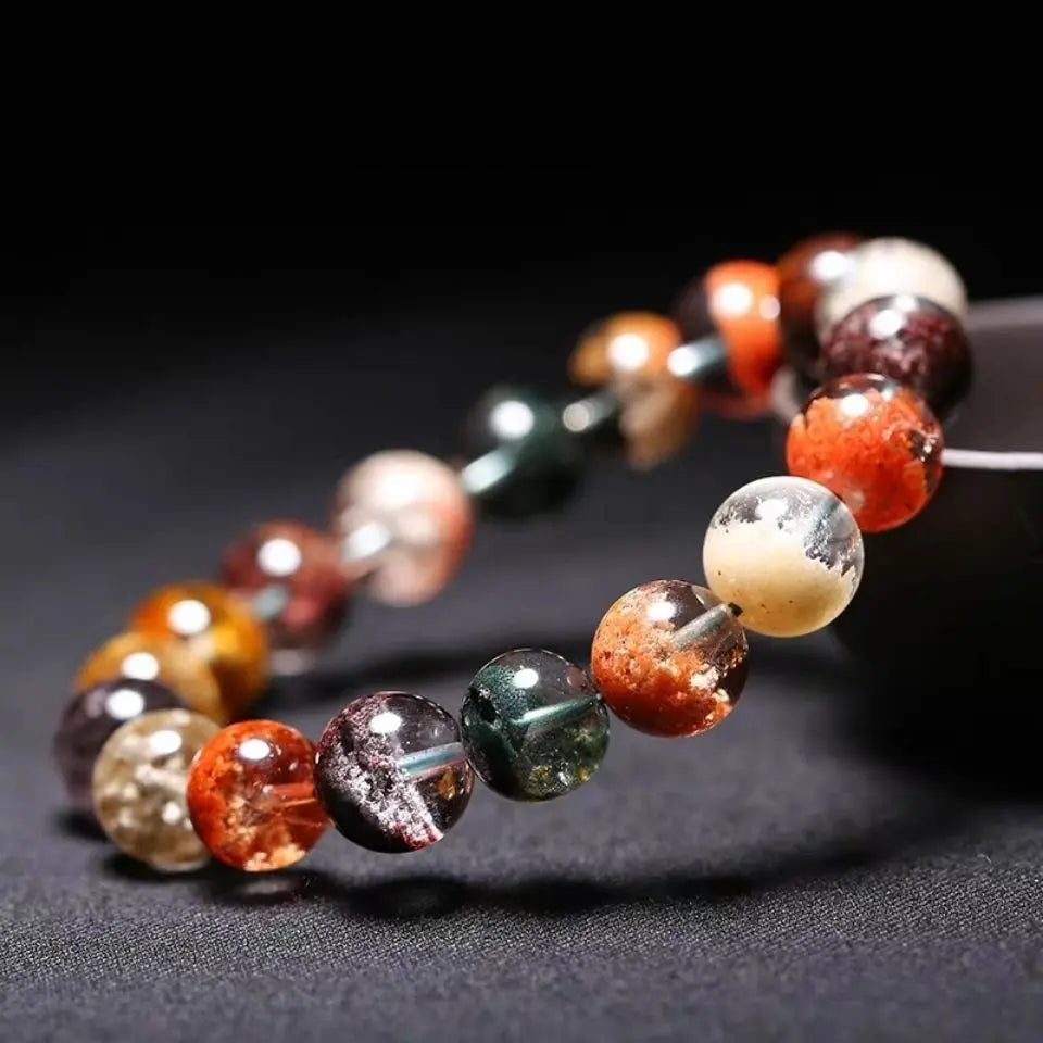 Natural Green Phantom Ghost Quartz Crystal Gemstone Bracelet