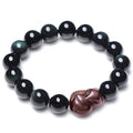 Natural Obsidian Fox Round Bead Bracelet