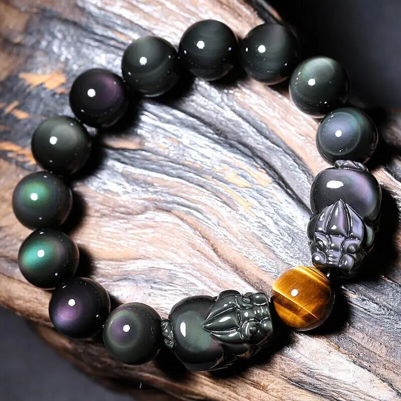 Natural Rainbow Eye Obsidian Bracelets Bangles Chakra Bracelet