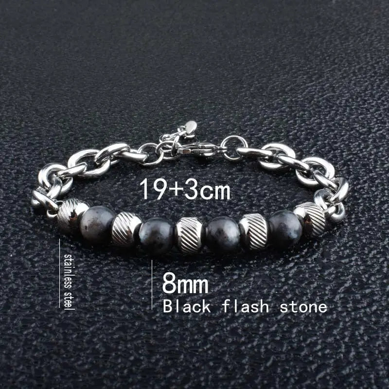 Natural Stone Bead Cable Chain Bracelet