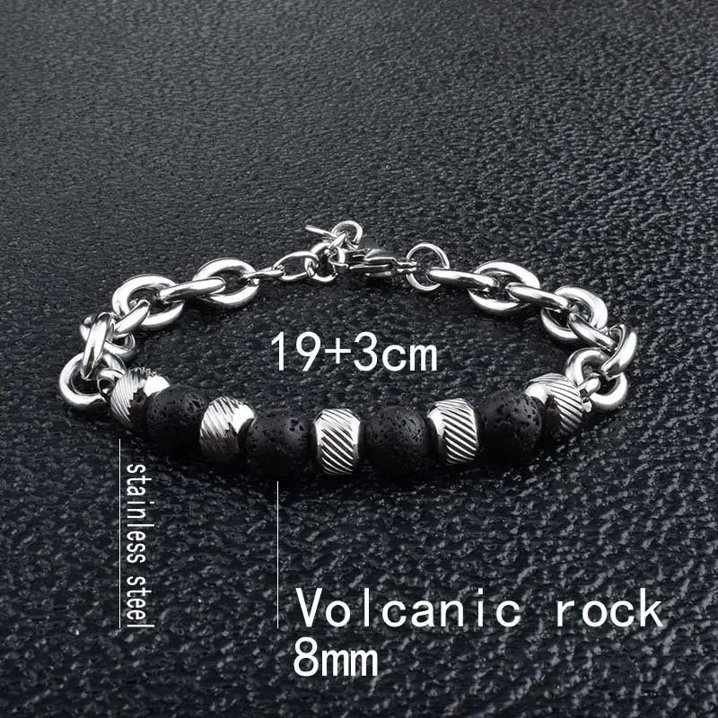 Natural Stone Bead Cable Chain Bracelet