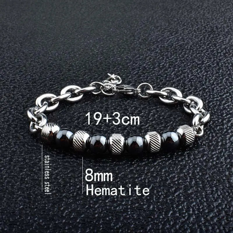 Natural Stone Bead Cable Chain Bracelet